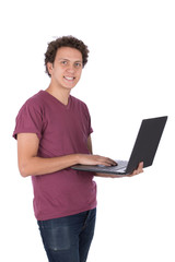 typing on the laptop