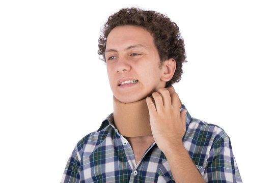 patient wearing cervical collar