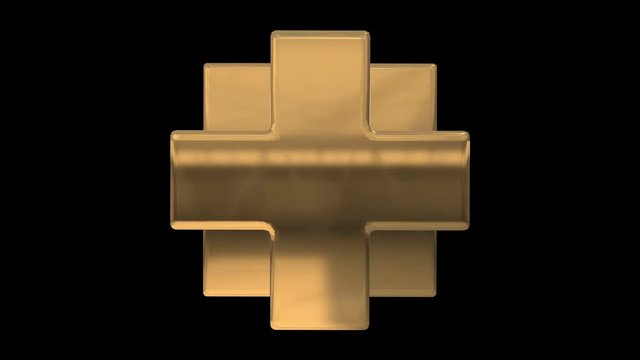 Gold Necker Cube. 3d cross logo design, crop circles, sacred geometry. Available in 4K FullHD video render footage