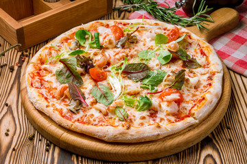 Pizza with seafood