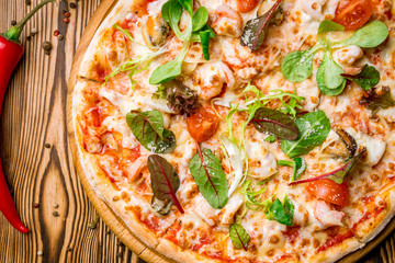 Pizza with seafood