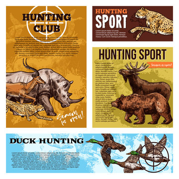Vector hunting club open season sketch posters