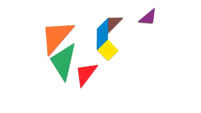 tangram shaped like different poses of swams and ducks on white