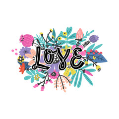 Lovely Flowers Design With Lettering