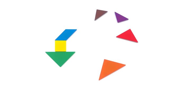 tangram shaped like up and down arrows on white