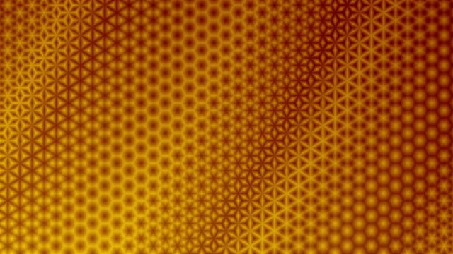 Repeating red and yellow starry pattern design.  Colorful kaleidoscopic  motion graphic background. Animation, abstract illustration, seamless loop