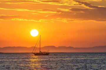 Sunset in La Paz Baja California Sur, sea of cortes. MEXICO