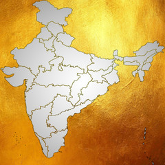 Map of India, Asia with all states and country boundary in creative digital gradient abstract pattern on shinning golden background