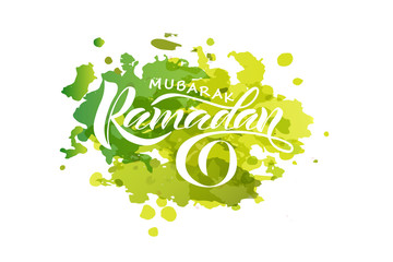 Vector Illustration of text Ramadan Mubarak for postcards. Ramadan Mubarak badge, tag and icon....