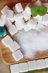 sugar cubes and white sugar for cooking
