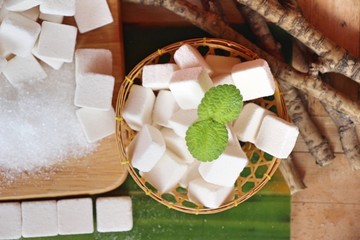 sugar cubes and white sugar for cooking