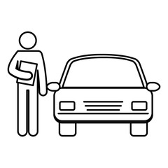 figure human with car silhouette avatar vector illustration design