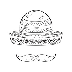 Sketch of a traditional mexican hat