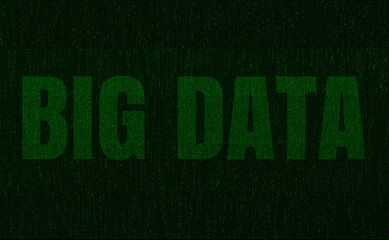Big data green digital background. 3D illustration.