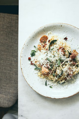 Pasta and fire bacon chili and cheese , it spicy for everyo