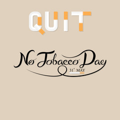 World No Tobacco Day hand drown calligraphy background design.World No Smoking Day hand drown typographical design elements.May 31st World no tobacco day.No Smoking Day Awareness Idea Campaign