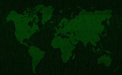 World map green digital background. 3D illustration.