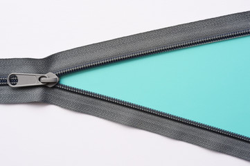 close up of zipper for material design with clipping path for background