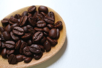 Close up of roasted coffee beans