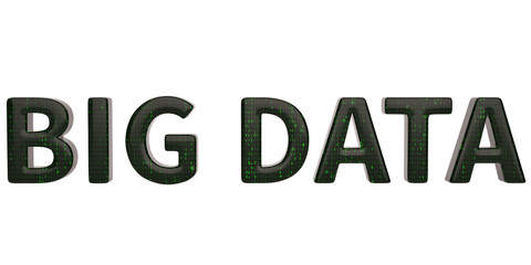 Big data word isolated on white background. 3D illustration.