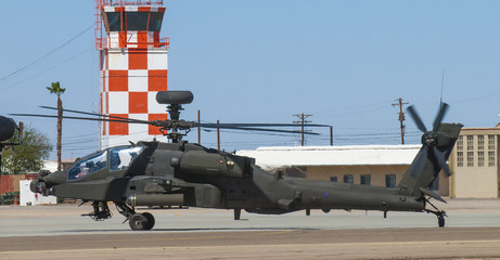 Fototapeta premium Apache helicopter at blue angels air show in EL CENTRO California, US