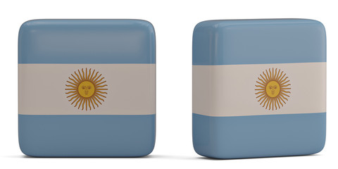 Argentina flag square symbol isolated on white background. 3D illustration.