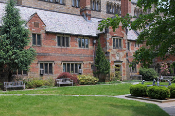 Fototapeta na wymiar university courtyard with gothic architecture