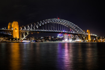 Long time exposure of Sydney Harbour Bridge at night