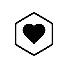 Heart icon, love symbol, inside an hexagon linear shape