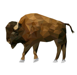 Isolated Low poly bison and reflection with white back ground,animal geometric,vector. © Sarun