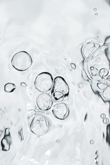Clean water and water bubbles, on white background