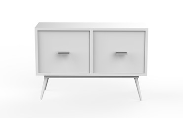 cabinet furniture mock up on isolated white background, 3d illustration