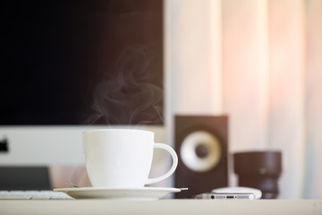 Coffee cup on work
