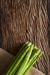 Asparagus on wood