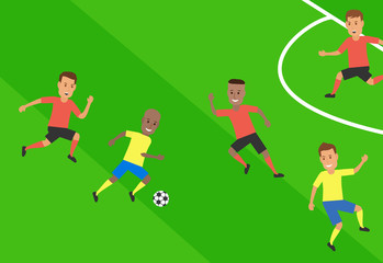 football soccer players on stadium field