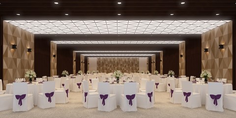 banquet hall 3d,rendering