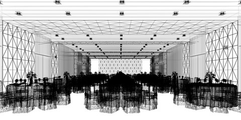 banquet hall 3d,rendering