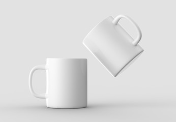 Mug mock up isolated on light gray background. 3D illustrating.