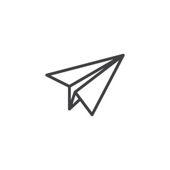Paper Plane outline icon. linear style sign for mobile concept and web design. Airplane simple line vector icon. Message symbol, logo illustration. Pixel perfect vector graphics