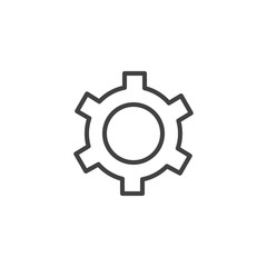 Gear settings outline icon. linear style sign for mobile concept and web design. Cogwheel simple line vector icon. Symbol, logo illustration. Pixel perfect vector graphics