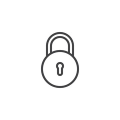 Padlock outline icon. linear style sign for mobile concept and web design. Lock simple line vector icon. Password symbol, logo illustration. Pixel perfect vector graphics