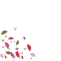Pretty summer background with umbrellas. Umbrellas In Cartoon Free Style. Pattern Art Illustration Vector