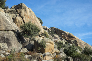 Granitic rock formations in La Pedriza, Guadarrama Mountains National Park, province of Madrid, Spain