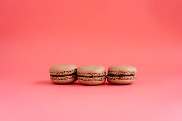 Macaroons isolated on pink background