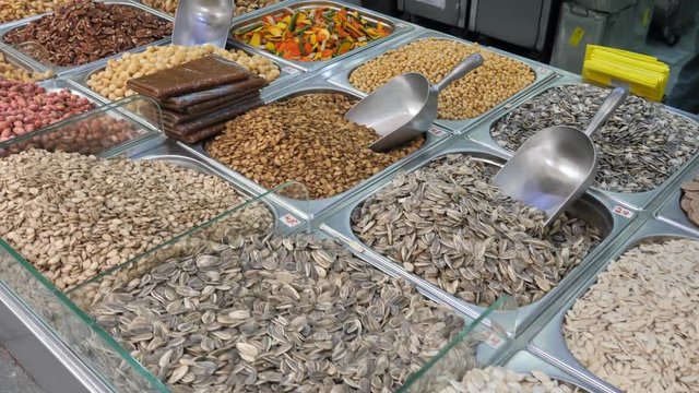 Assorted salty snacks at Jerusalem Mahane Yehuda market