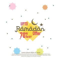 Ramadan sale offer banner design. Promotion poster, voucher, discount, label, greeting card of Ramadan Kareem and Eid Mubarak celebration. background vector illustration
