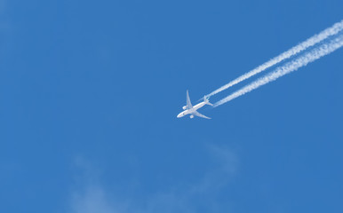 airplane against the blue sky