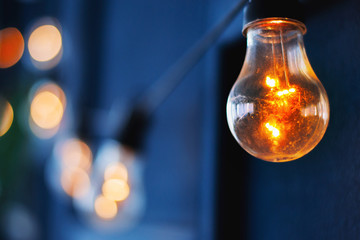 lighting bulb of Edison with a beautiful bokeh