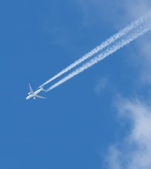 airplane against the blue sky