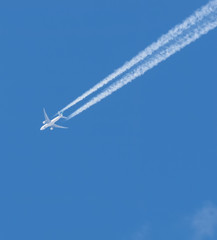 airplane against the blue sky